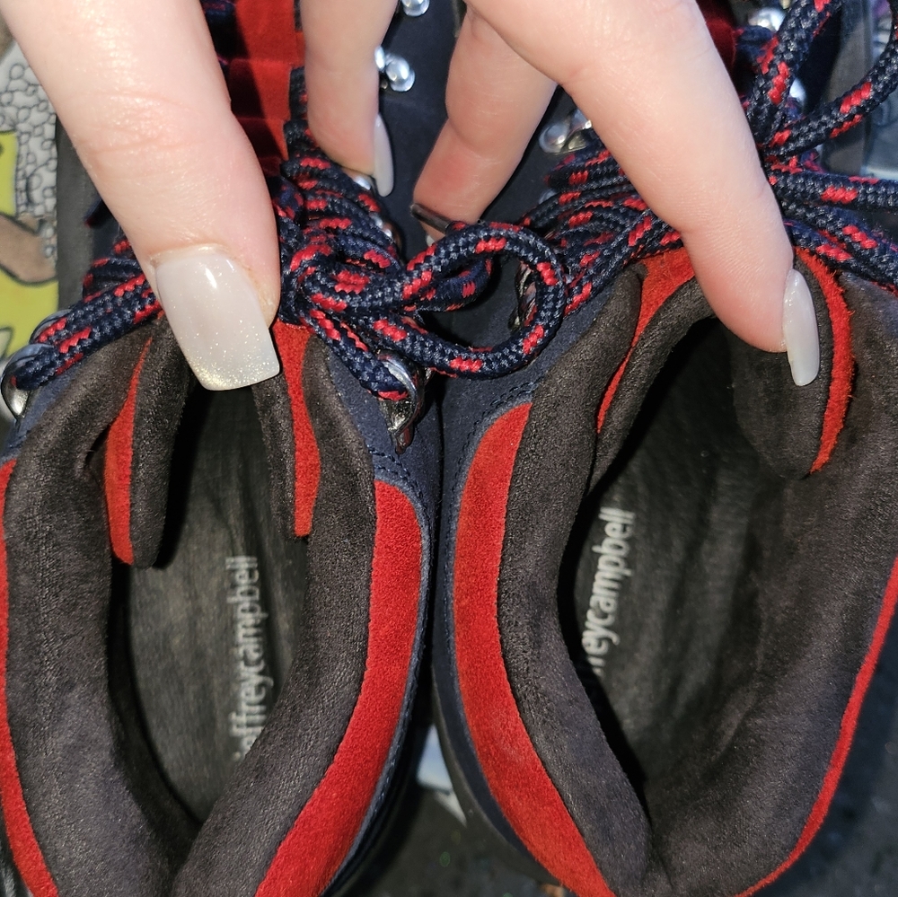 Jeffrey Campbell Black, Navy Blue and Red Suede Boots - Picture 5 of 8